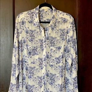 Anthropologie Floral Button Down Blouse